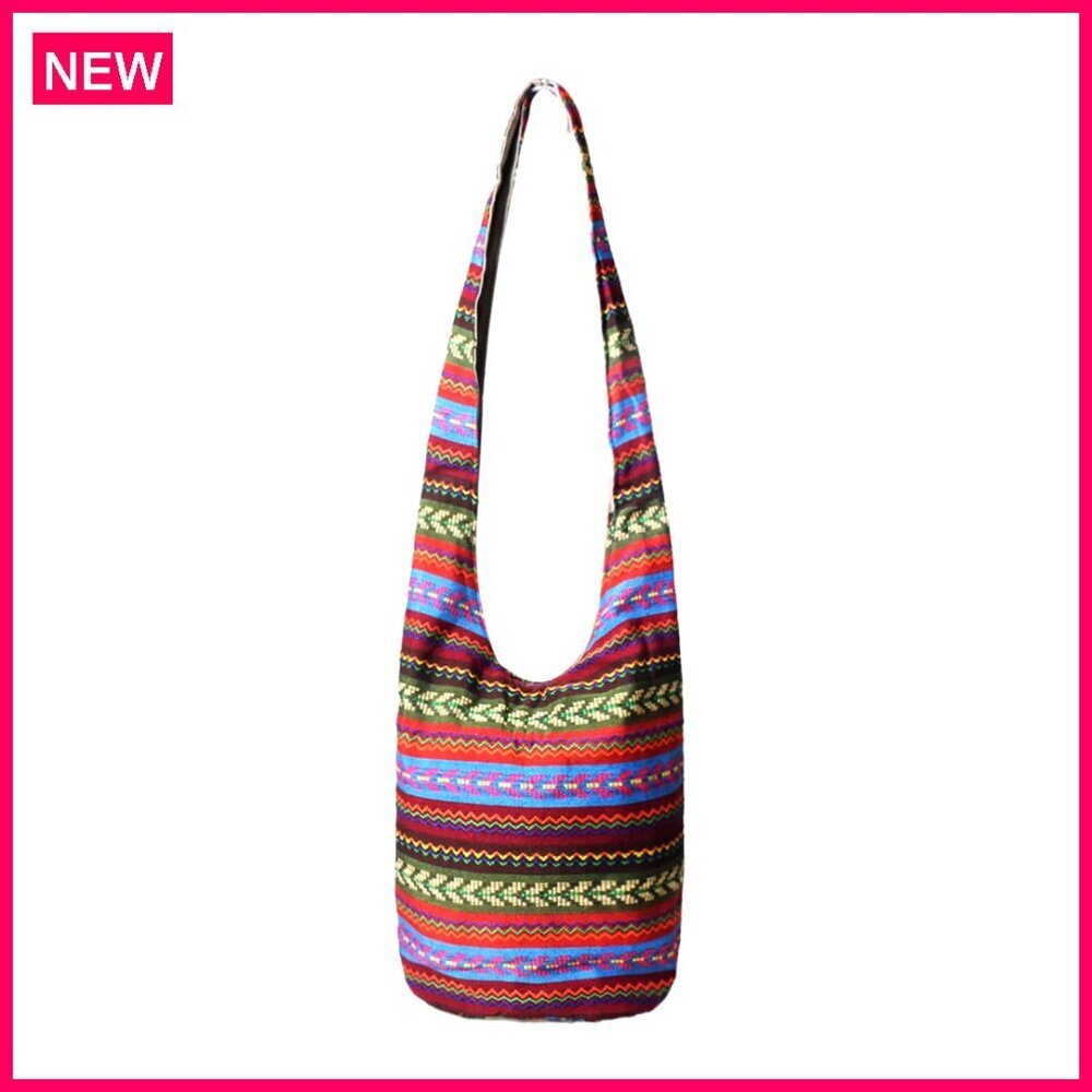 Large Canvas Hobo Bag Crossbody Shoulder Tote with Floral Embroidery